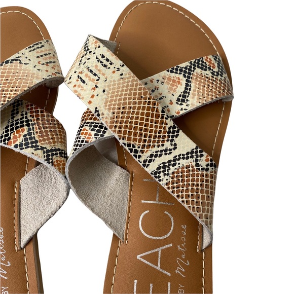 Beach by Matisse Pebbled Natural Multi Snake Leather Sandals Size 8 NWOT - Picture 3 of 6